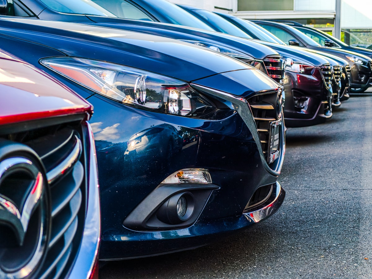 Car leasing dealership showroom